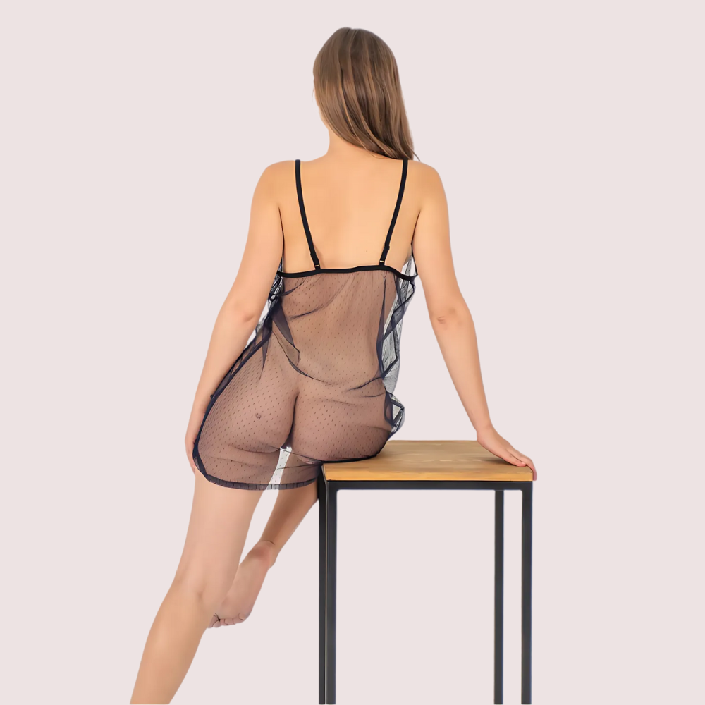 Midnight Allure Sheer Babydoll – Plus Size