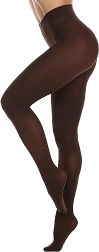 High-waist women's brown opaque tights – ultra-soft stretch legwear for comfort and style
