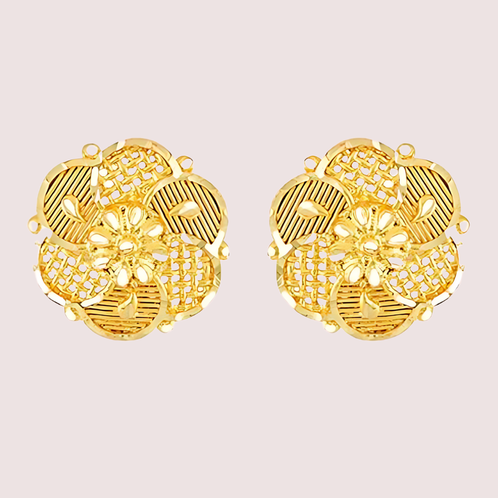 Pack of 2 Gold Finish Traditional Earrings Set for Women