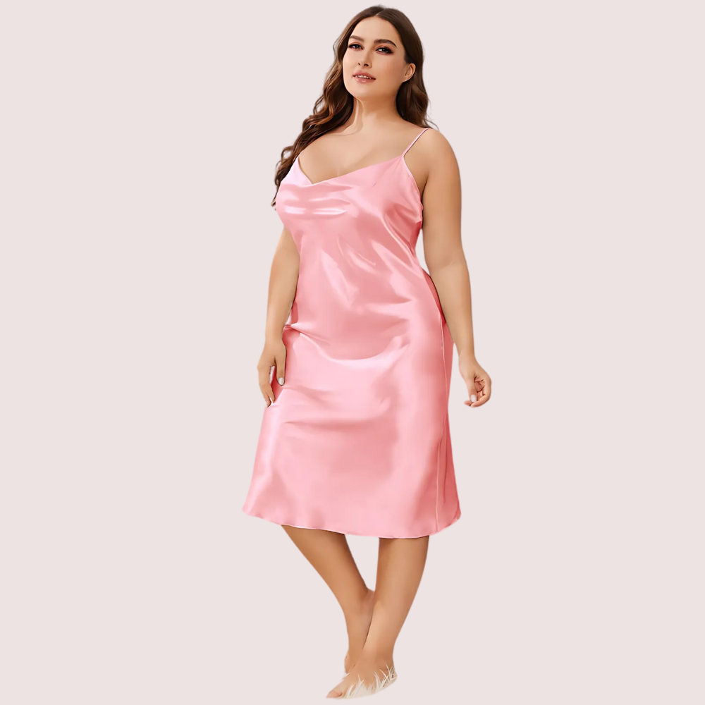 Plus Size Solid Satin Slip Dress (4XL–5XL) Snazzyway