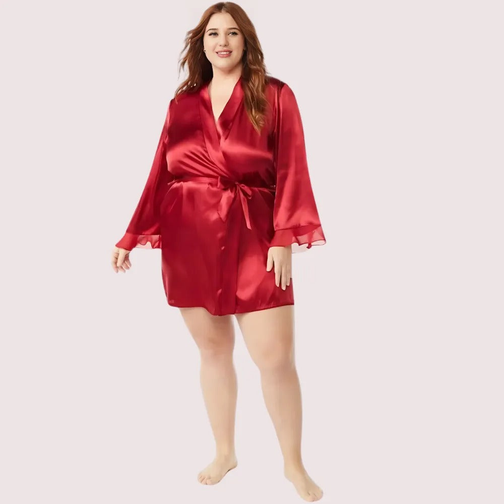 Maroon Serenity Japanese Silk Robe (5XL–6XL)