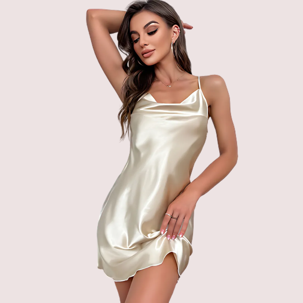 100% Pure silk satin cowl neck nightwear Snazzyway