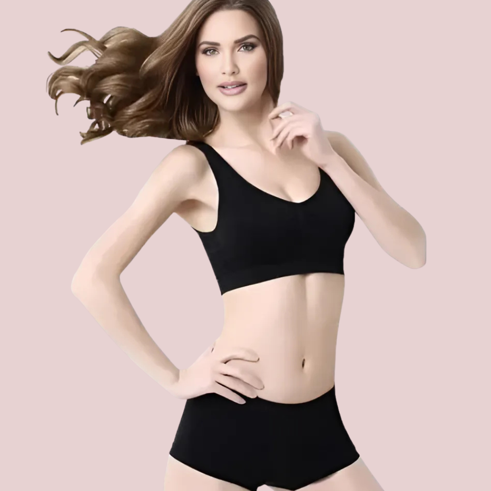 KozyKlicks Urban Pulse Performance Sports Bra and Boyshort Set in black – seamless activewear for women
