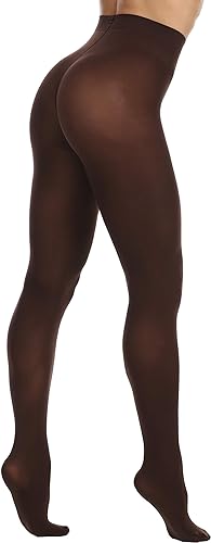 Women's soft opaque tights in brown – seamless high-waist legwear with full coverage
