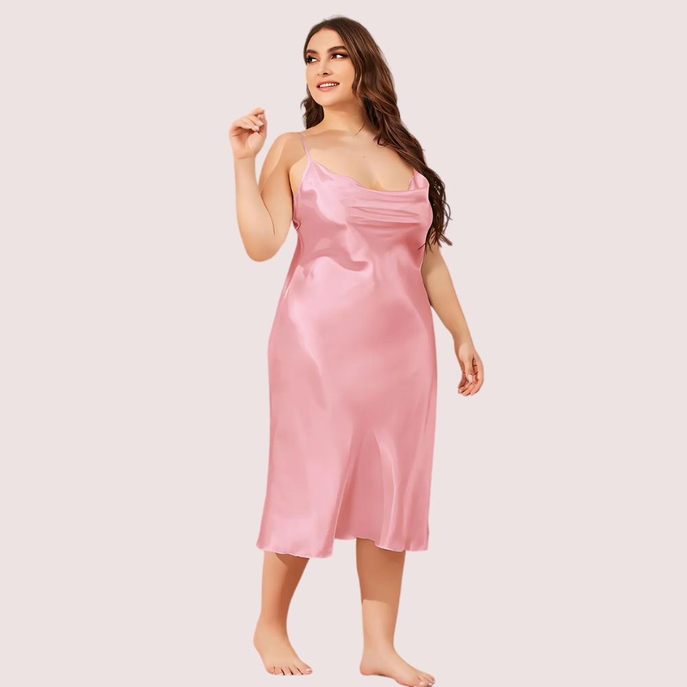 Plus Size Solid Satin Slip Dress (4XL–5XL) Snazzyway