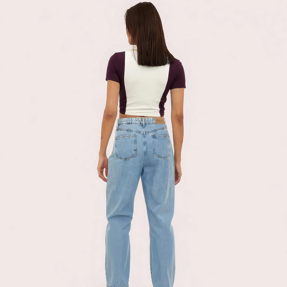 Women's Purple "Campus" Zip Polo Crop Top – Collegiate-Inspired Style