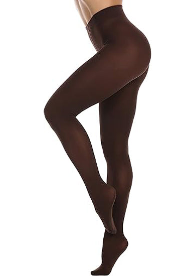 Women's soft opaque brown tights – stretchy high-waist comfortable legwear for everyday wear
