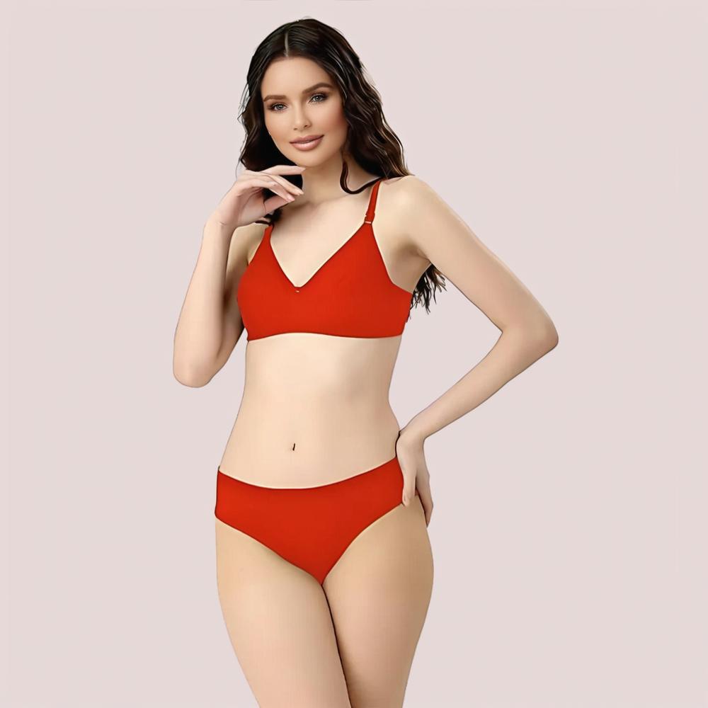 Cherry Hug Red Cotton Bra & Panty Set – Lightweight Breathable Cotton Lingerie for Women | KozyKlicks
