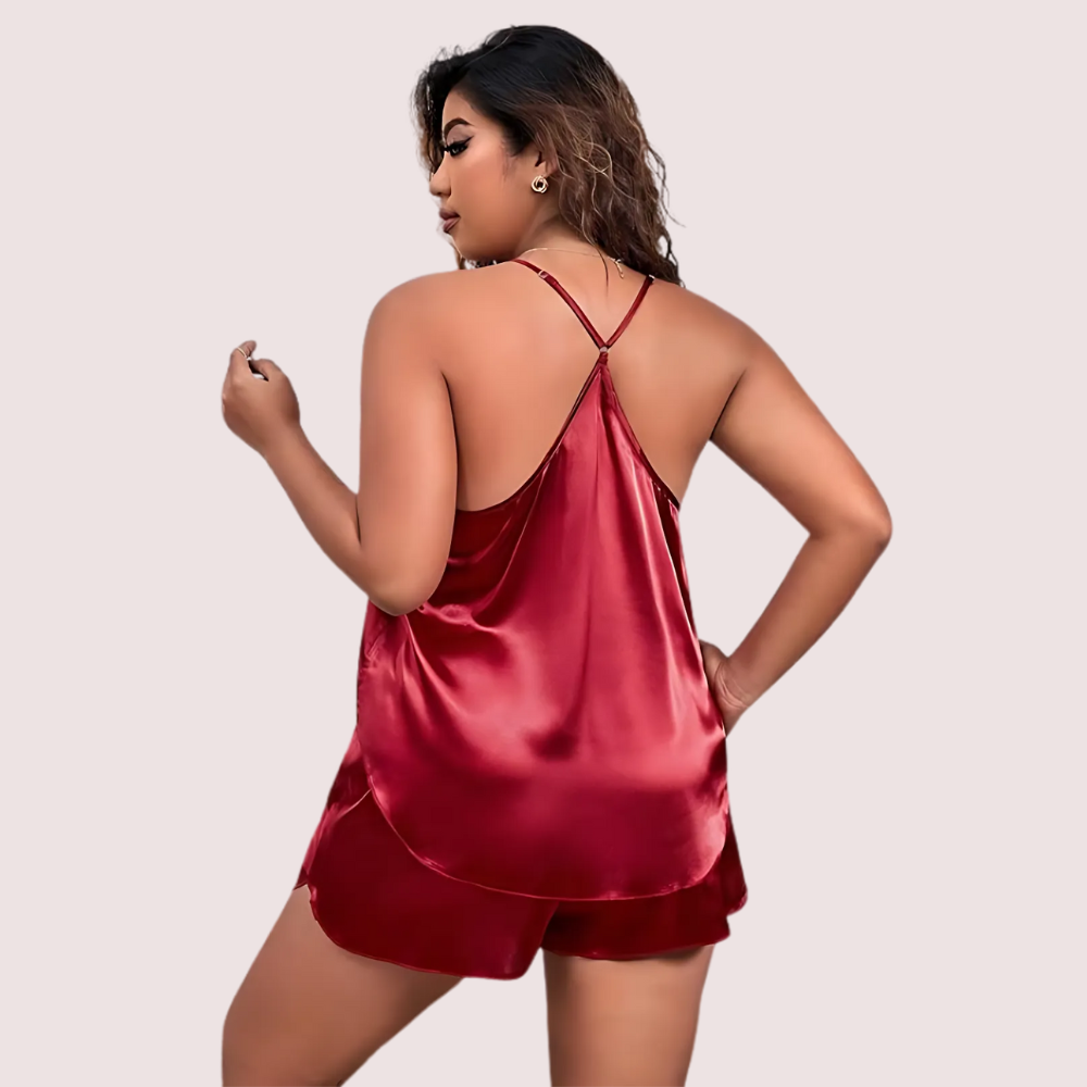 Plus Size Women's Silk Cami and Shorts Set Snazzyway